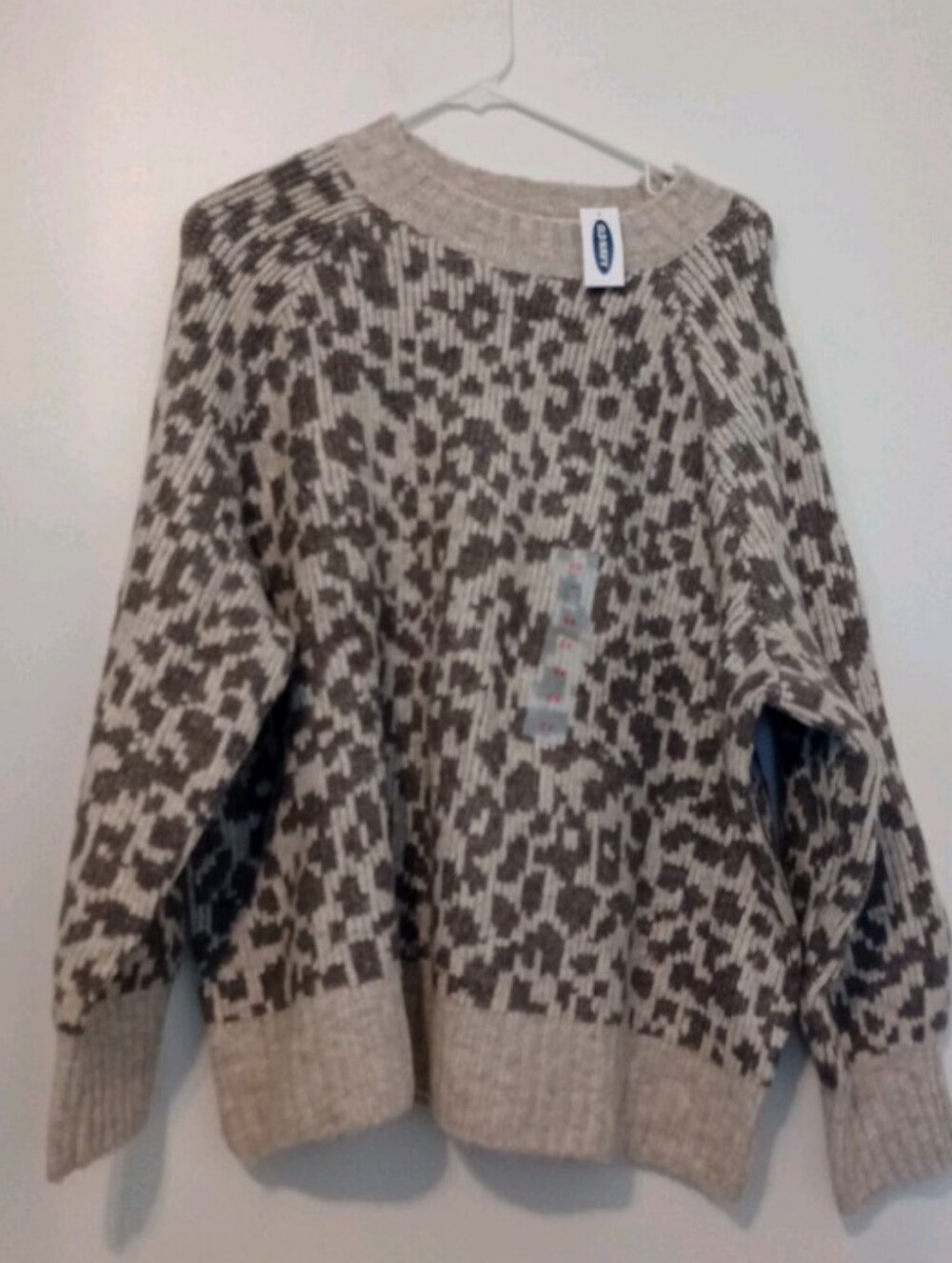 Old Navy Pullover Sweater Pus  Animal Print  New Beige Cottagecore